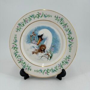 Vintage 1975 Avon Gentle Moments Swan Plate Enoch Wedgwood England Gold Rim